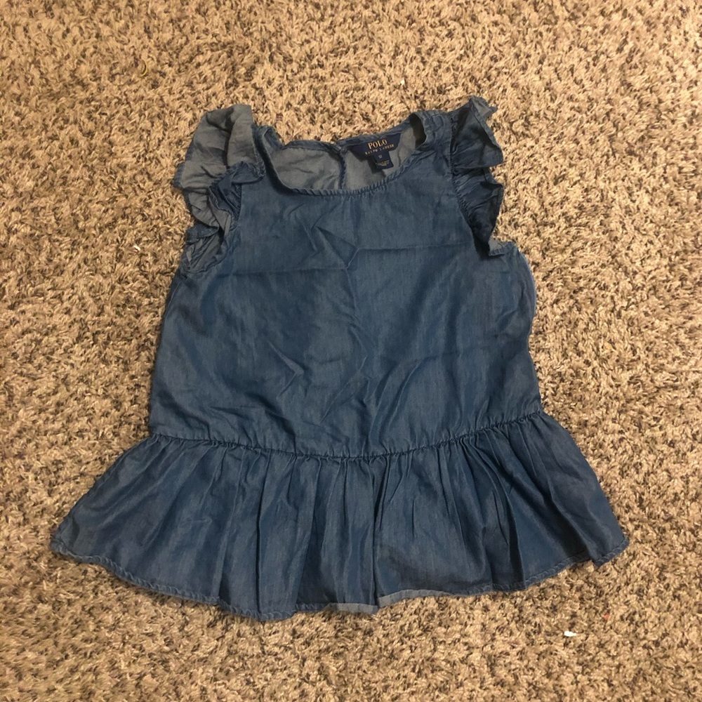 Polo Ralph Lauren Girls’ Chambray Flutter Sleeved Peplum Top